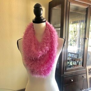 Fuzzy Pink Tube Scarf